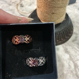 Mystic Oval Stone Celtic Knot Ring - Set of 2